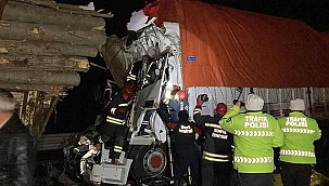 Kamyon, tomruk yüklü kamyona arkadan çarptı: 1 ölü, 1 yaralı