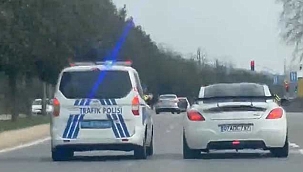 Otoyolda trafiği hiçe sayıp makas atarak ilerledi