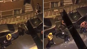 Sokak ortasına iki grup birbirine girdi