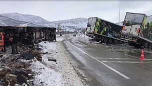 Afyonkarahisar-Antalya yolunda kar engeli...