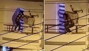 Akıl almaz olayda balkona çıkıp yardım isteyen kadın...