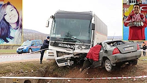 Feci kazada işçi servis otobüsü ile otomobil çarpıştı