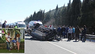 Feci kazada otomobil takla attı; 4 kişilik aile yaralı