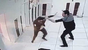 Veli ile öğretmenin okuldaki kavgası güvenlik kamerasında