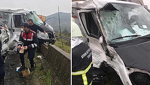 Kayganlaşan yolda kamyonetler çarpıştı: 1'i ağır 3 yaralı