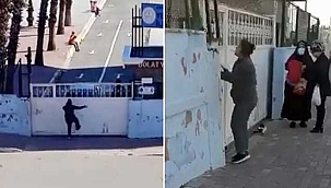 Okulun kapısını tekmeleyen kadın, öğrencileri endişelendirdi