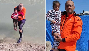 Sulama kanalına düşen Afra'yı kurtarma çalışması...