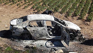 Tarlada yanmış halde otomobil bulundu