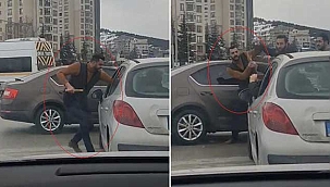 Trafikte çekiçli kavga!