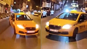  Trafikte taksiyle drift yaparak ilerleyen sürücü...
