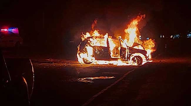 Kayseri'de trafik kazası sonrası alev alan araçtaki 4 kişi yaralandı