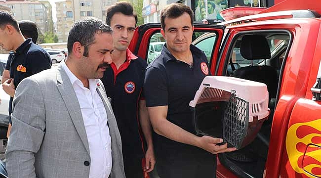 Otomobilin motoruna sıkışan yavru kedileri itfaiyeciler kurtardı