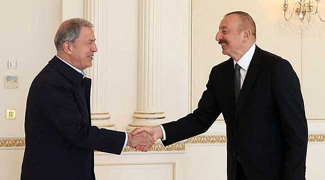 Bakan Akar ve beraberindeki TSK komuta kademesi Aliyev ile görüştü