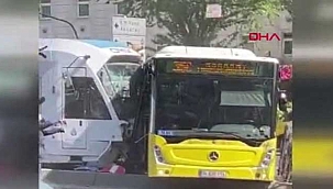 Tramvayla otobüs çarpıştı: 6 yaralı! 