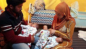 Çadırda doğan dördüzlere Barış, Pınar, Fırat ve Rıfat isimleri verildi