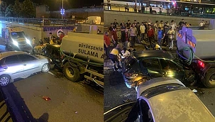 Dün akşam 3 aracın birbirine girdiği kazada...