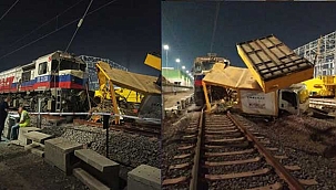 Freni arızalanan lokomotif, işçilere çarptı! 