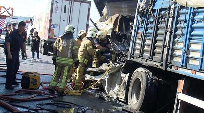 Kaza yapan TIR yandı, şoför hayatını kaybetti