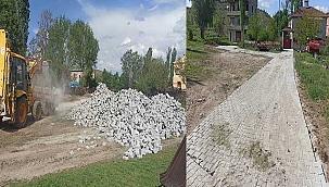 Tomarza Belediyesi'nden Cücün ve Yeşilbağ Mahallesi'nde Parke Çalışması