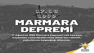 AK Parti Kayseri İl Başkanlığı’ndan “17 Ağustos Depremi” Paylaşımı