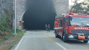 Minibüse çarpmamak için manevra yaptı, tünelin duvarına çarpan araç alev alev yandı