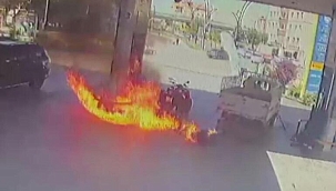 Yakıt alırken ateşlediği çakmak ATV'yi alev topuna çevirdi; işte o anlar