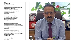 Mahmut Söyler’den Dr. Avşar Aslan’a Anlamlı Şiir