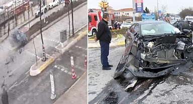 Ataşehir'de kaza: Otomobilin lastikleri fırladı