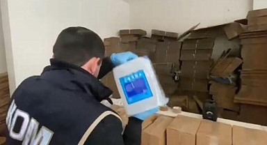  1 ton sahte etil alkol ele geçirildi