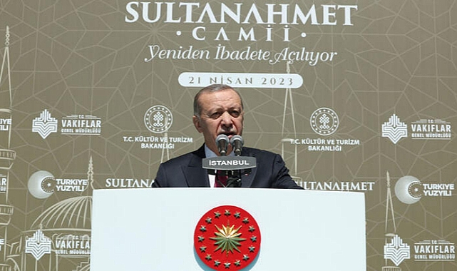 Cumhurbaşkanı Erdoğan Sultanahmet Camii'nin ibadete açılışı töreninde konuştu