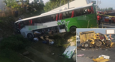 Yolcu otobüsü ile kamyon çarpıştı: 1 ölü, 28 yaralı