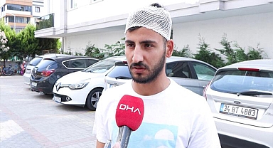 Alev alan tüp sürücünün kafasına düştü