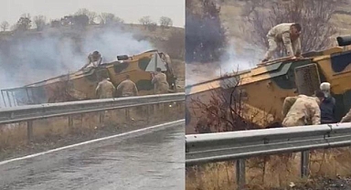 Mardin'de, zırhlı askeri araç şarampole devrildi: 2 yaralı