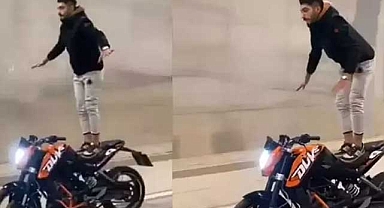 Motosiklette akrobatik hareketler yapan sürücüye ceza