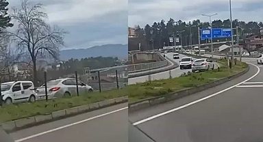 Bartın'da kara yolunda ters şeritte ilerleyen sürücü tehlike saçtı!