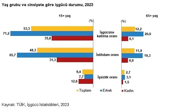 65 yaş ve üstünün işgücüne katılma oranı arttı!