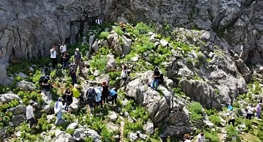 20 günlük ömrü olan çiçeği görmek için Mardin'den gelip, dağda 7 kilometre yürüdüler...
