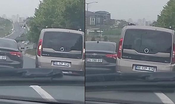 Başakşehir TEM'de makas atan sürücülerin tehlikeli inatlaşması