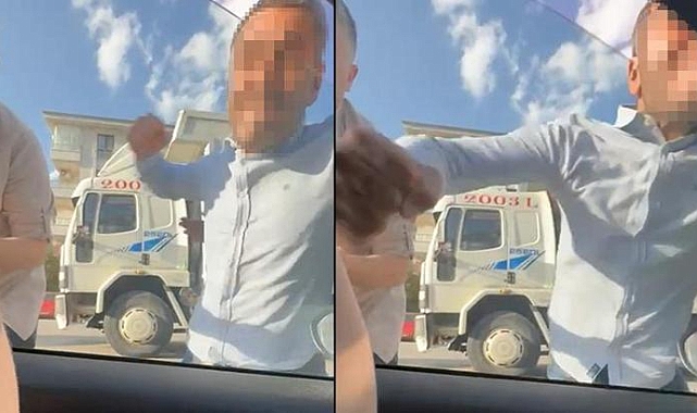 Trafik magandaları, kornayla uyaran sürücünün araç camını kırdı; o anlar kamerada