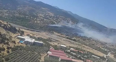 İzmir’in Menemen ilçesinde makilik bölgede çıkan yangın ani müdahale