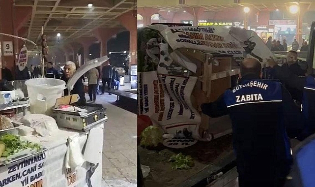 Tezgahına el konulan 'Yılancı Osman' zabıtaya zor anlar yaşattı; o anlar kamerada