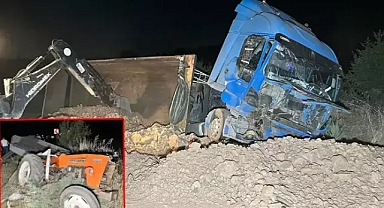 Hafriyat kamyonu traktöre çarptı 1 ölü 1 yaralı 