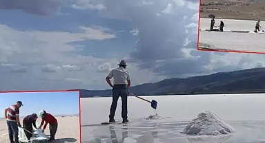 Tuzla gölün'de geleneksel tuz hasadı başladı 