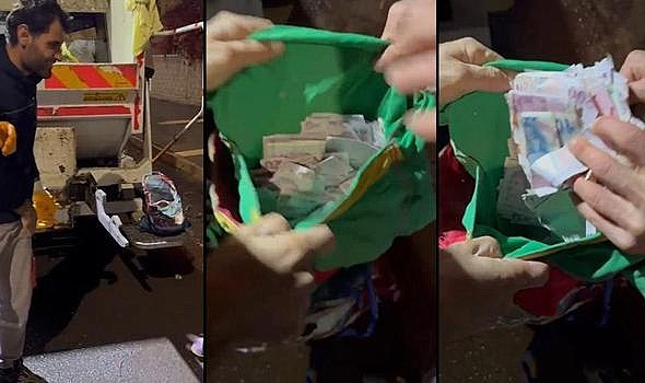 Temizlik görevlileri, çöpte buldukları para ve altınları sahibine teslim etti