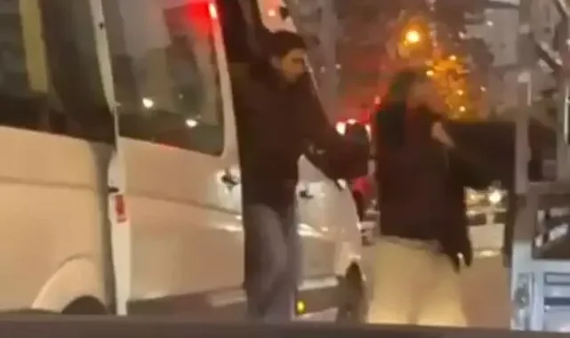 Ümraniye'de servis şoförüne yumruklu saldırı kamerada