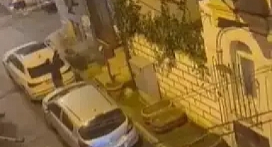 Balkondan atlamaya çalışan eşini kurtarmak isterken düşüp yaralandı, o anlar kameraya yansıdı