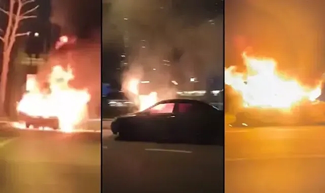 İstanbul'da; bir araç aniden küle döndü