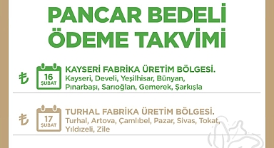 Kayseri Şeker 2025–2026 Pancar Bedeli Ödeme Takvimini Açıkladı