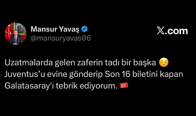 Mansur Yavaş bu sözlerle Cimbom'u tebrik etti!