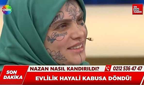 Yüzündeki dövmeler dikkat çekti